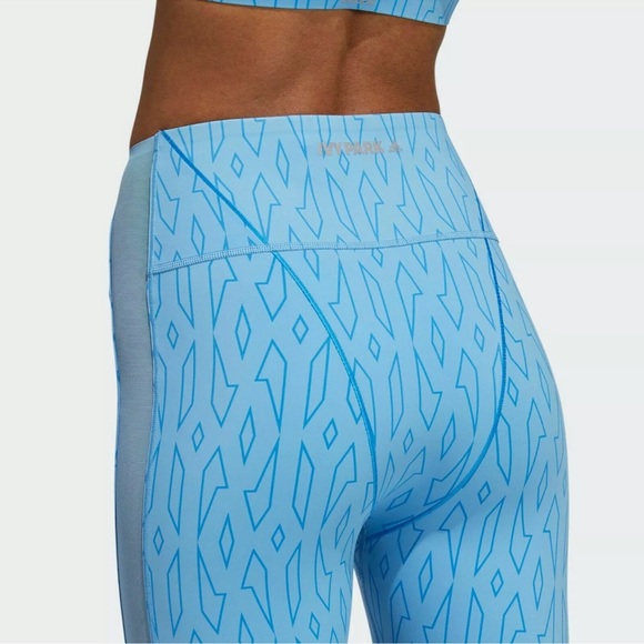 adidas x IVY PARK Sheer Monogram Leggings in Light Blue/Bright Blue - Picture 12 of 13